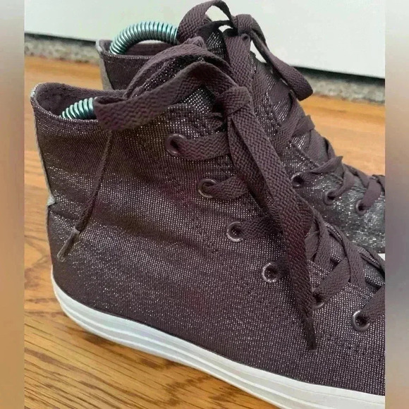 High-Top Converse Chuck Taylor Purple Sparkle Glitter, Junior Size 5 - Picture 3 of 12